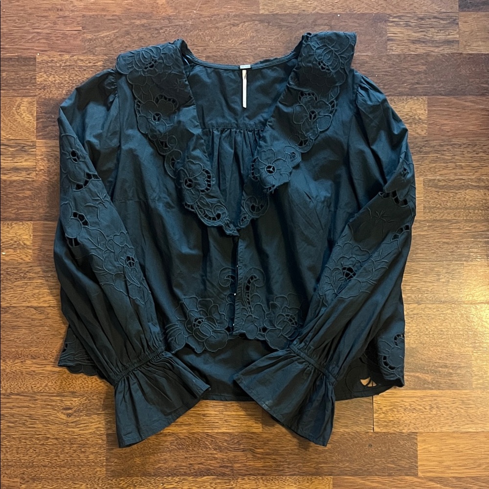 Free People Black/Grey Women's Lace Top size XS